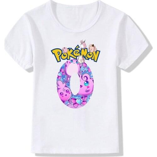 Pokemon Kids T-shirt Anime Figures Jigglypuff Number Print T Shirt Birthdaygifts For Children Costumes ClothesTops Toddler Tees