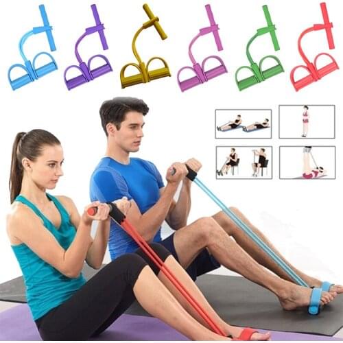 4 Tubes Resistance Bands Fitness Elastic Sit Up Pull Rope Home Gym Sport Training Equipment Ankle Abdominal Exerciser Fitness