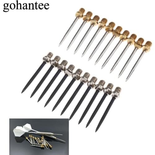 Gohantee 10 Pieces Harrows Darts Steel Tips Conversion Dart Tip Points Flights Shafts Black Silver Steel Dardos Dart Accessories
