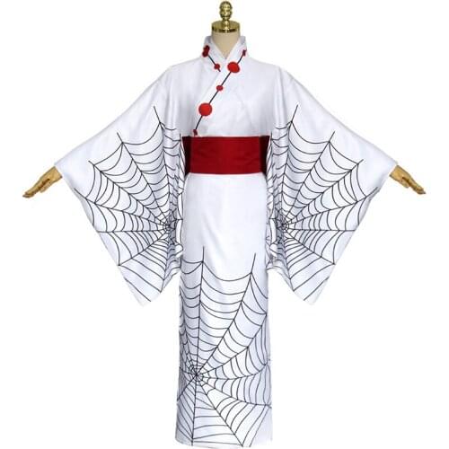 2020 Hot Anime Demon Slayer Kimetsu no Yaiba Spider Oni Ayaki Rui Cosplay Costume Mens Kimono Full set Halloween Party Outfit