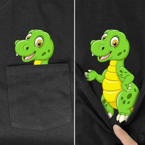 CLOOCL Jurassic Cartoon Cotton T-Shirt Pocket Cute Dinosaur 3D Printed Harajuku TShirt Hip Hop Casual Tops Funny Cotton Tees