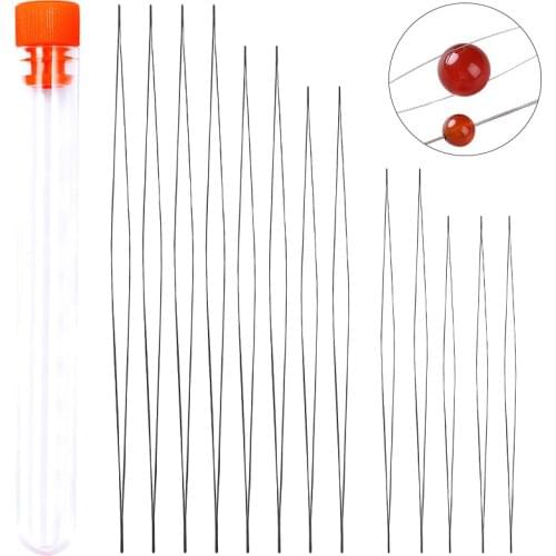 Imzay 14Pcs Beaded Needle Big Eye Curved Open DIY String Cord Jewelry Making Tools Metal Pins Embroidery Sewing Needles