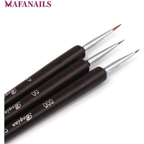 3Pcs Black Handle Dotting Painting Drawing UV Gel Liner Polish Brush Tool Nail Art Pen Set Acrylic Nail Art Brush