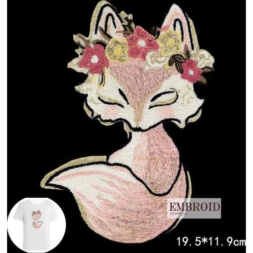 Fashion embroidery animal patches for clothing DIY fox embrodered patch for clothes applique floral decorative sew on Parches