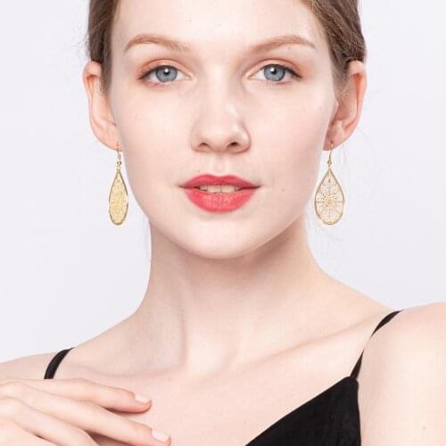 KIVN Fashion Jewelry Boho Earrings Smooth Dangle Drop Filigree Gold Bridal Wedding Earrings Mothers Day Christmas Birthday Gifts