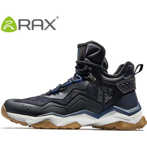 RAX Mens Waterproof Hiking Anti-slip Trekking Multi-terrian Mountaineer Shoes for Winter Breathable Warming of Genuine Leather