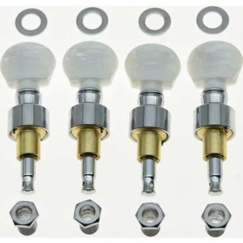 Set of 4 Chrome Banjo Geared Tuners Tuning Pegs Machine Heads w/ Pearl Buttons