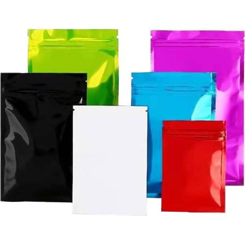 9x13CM 100Pcs Aluminum Foil Food Bag Zip Lock Valve Packaging Bags Snack Bean Tea Package Bags Self Seal Zipper Mylar Bag