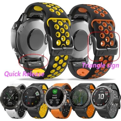 26 22mm Silicone Band For Garmin Fenix 6 6X Pro 5X 5 Plus/Forerunner 935 GPS D2 Delta PX MK2 Quick Release Easy fit Watch Strap