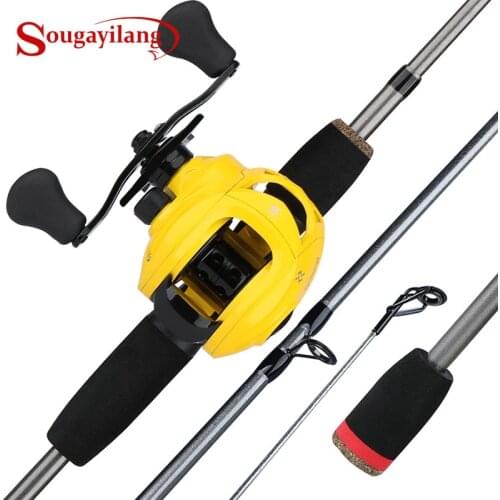 Sougayilang Fishing Rod Combo 5 sections Casting Fishing Rod and Reel Sets Baitcasting Reels Carpe Fishing Fishing Tackle Pesca