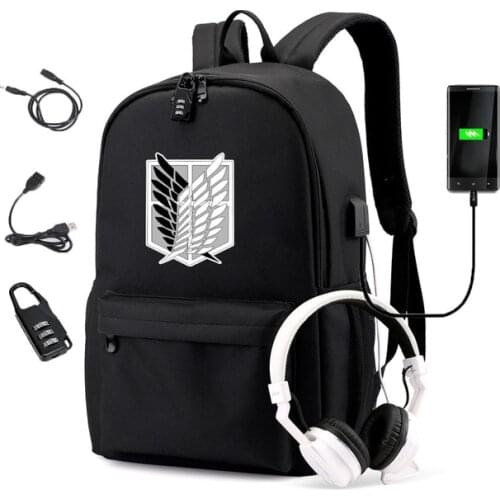 Attack on Titan Backpacks for Teenager Canvas Black School Bags Students Laptop Boys Girls Back to School Mochila Sac A Dos
