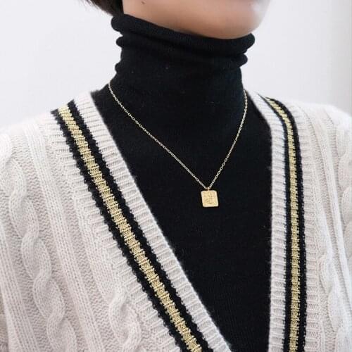 SRCOI Delicate Square Angel Pendant Necklace Classic Minimalist Charming Chokers Designed Portrait Collar Women Girl Jewelry