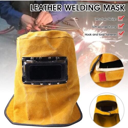 Cowhide Welding Mask Welding Helmet Constant Photoelectric Spark Proof Mask for Welder Eye Protection Mascara +Auto dimming lens