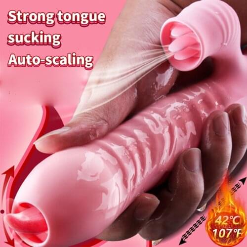 Heating Telescopic Dildo Vibrator Clitoris Stimulator Tongue Licking Vibrator G Spot Sex Toys for Women Oral Licking Vagina