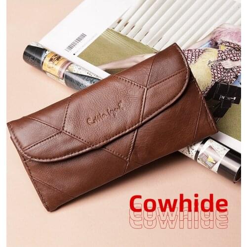Cobbler Legend Genuine Leather Women Wallet Small Female Coins Purse Clutch Bag Designers Brand Long Wallet Slim Patchwork