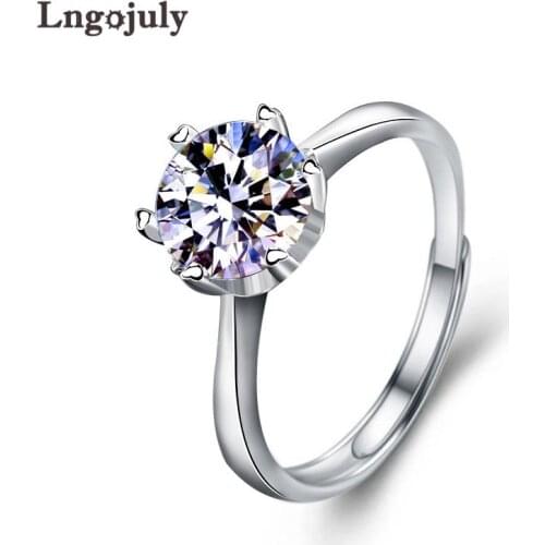 Fine Jewelry 925 Sterling Silver 1ct 2ct Classic Style Diamond Jewelry Moissanite Ring Wedding Party Anniversary Ring For Women