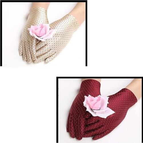 Summer Sun Gloves Lady Outdoor Dot Stretch Gloves Thin Section Dancing Performance Tight Gloves High Quality Comfortable Glove