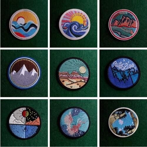 2pcs Wilderness Patches Stripe Badge Stickers Embroidery Sew On Clothes Outdoor Patch Iron On Patches For Clothes Applique Decor