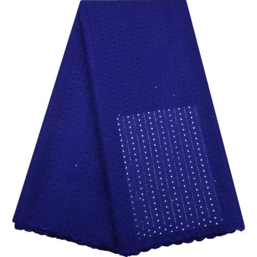 2018 Latest Royal Blue Nigeria Swiss Lace High Quality Swiss Voile Laces Switzerland Cotton African Dry Lace Fabric For Man 1287
