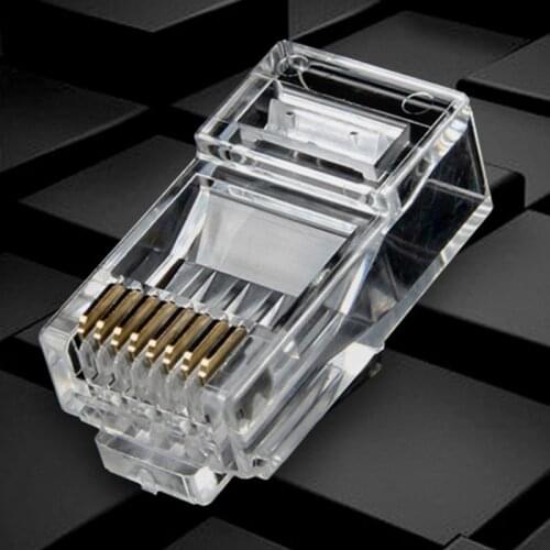 25/100Pcs Gold Plated RJ45 Net Network Cables Modular Plug Cat5 CAT5e Connector 8P8C Modular Rj45 Plug Terminals