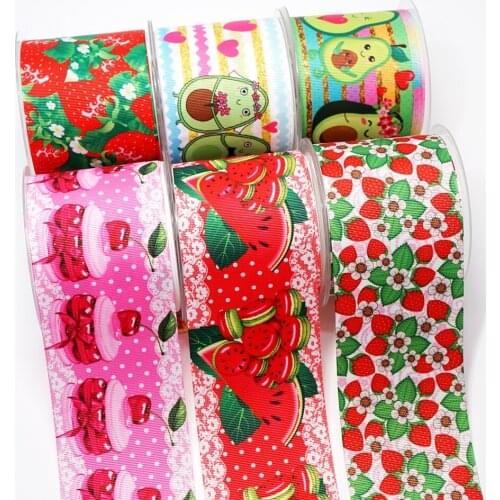 3 inch 75mm 38mm 25mm Fruit Characters Printed Grosgrain Ribbon bow gift wrapping 38840