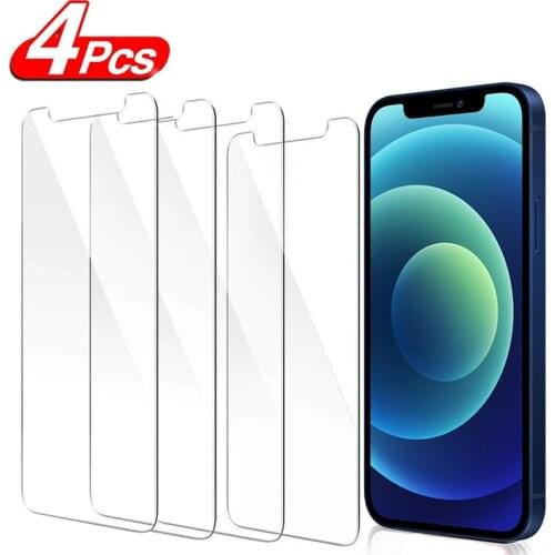 4PCS Protective Glass on For iPhone 11 12 Mini Pro Max screen protector Tempered glass For iPhone 6 S 7 8 Plus X XR XS Max Glass