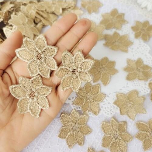 3 Pieces 13.5*5.5cm Embroidered Flower Lace Edge Trim Floral Applique Patches Fabric Sewing Craft Vintage Wedding Dress