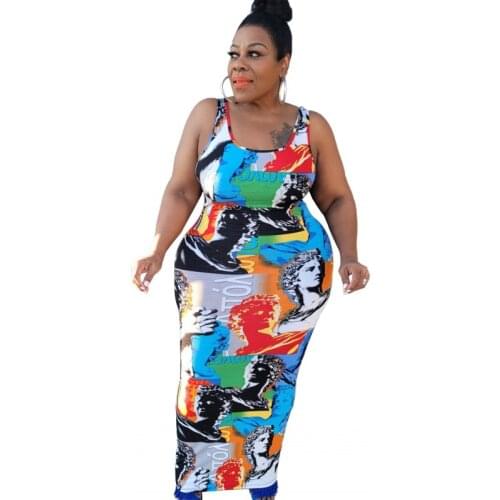 African Tank Long Dresses Women 3XL 4XL Plus Size Sleeveless Robes Summer New Bazin Riche Dashiki Print African Streetwear Dress