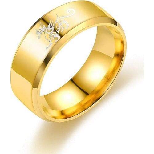 AsJerlya Jewelry 8mm New Punk Ring For Lover Vintage Engagement Dragon Steel Ring For Men Women Wedding Rings Factory Wholesale