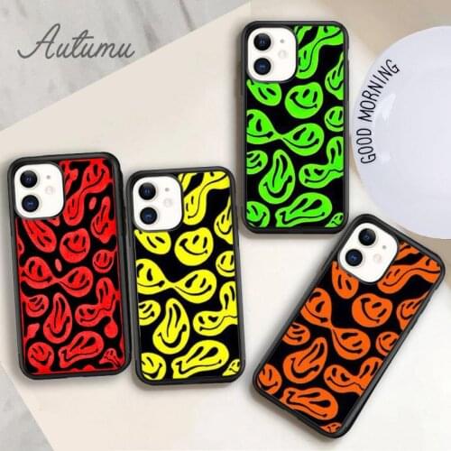 Distorted Smiley Face Phone Case for iPhone 11 12 Pro Max mini X XR XS SE 2020 5 6S 7 8 Plus Samsung Galaxy S9 S10 Cover shell