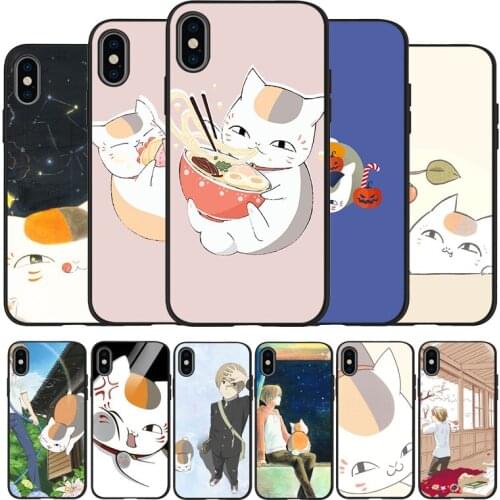 Natsume friend account black Silicone Phone Case For iPhone 12 XR XS Max 5 5S SE 2020 6 6S PLUS 7 8 X 11Pro Max 11 Cover