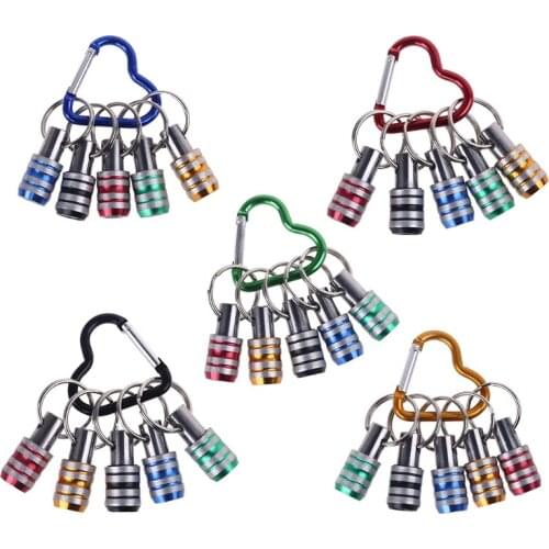 5Pcs 1/4inch Hex Shank Screwdriver Bits Holder Extension Bar Drill Screw Adapter Quick Release Keychain