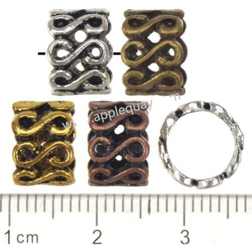 DIY 7mm Big Hole Beads Charms Bracelets S Design Hollow Rings Antique Silver Metal Suppliers For Jewelry Components 9*7mm 60pcs