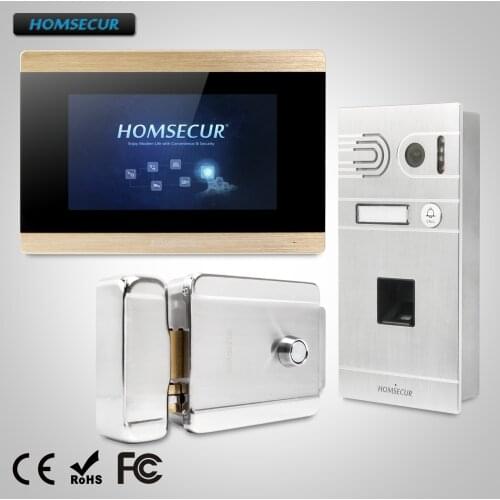 HOMSECUR 7" Wired Video&Audio Smart Doorbell+Fingerprint Camera+Memory Monitor for House/Flat BC061-S + BM715-G