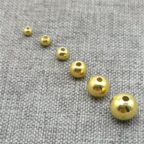 925 Sterling Silver Round Ball Beads with Gold Plated for Bracelet Necklace