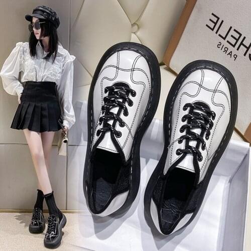 Japanese college style 2021 summer new retro net red thick-soled big-toed shoes student round-toe womens single shoes