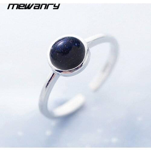 Mewanry 925 Sterling Silver Rings INS Fashion Elegant Sweet Design Purple Starry Sky Stone Party Jewelry Gifts Girls Accessories