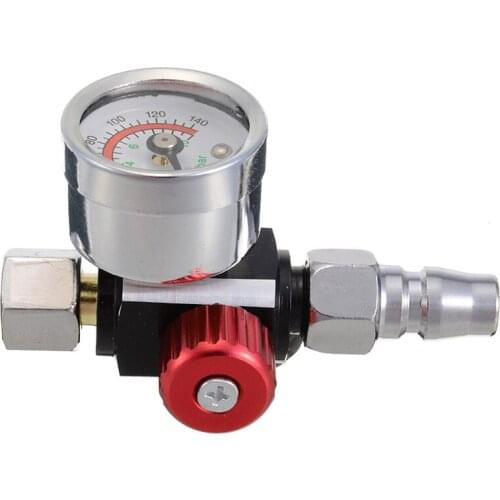 1/4" BSP Threads Mini Air Regulator Small Blue Spray Pressure Valve Mayitr Tail Pressure Gauge w/ Nozzle For Spray Tool