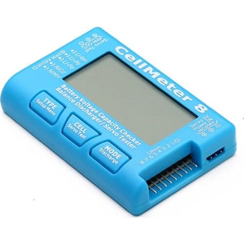CellMeter 8 Multifunction Battery Voltage Capacity Checker Balance Discharger Servo Tester AIO for RC Drone Vehicle LIPO Battery