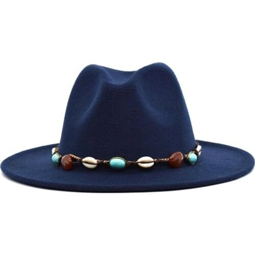 Fashionable Ladies Spring And Autumn Hat Wool Blended Hat Wide-Brimmed Gentleman Travel Jazz Hat Male Ethnic Wind Dome Hat F13