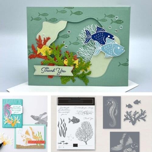 Seascape Hippocampus New Metal Cutting Dies Stamps Scrapbook Diary Decoration Embossing Dies Template DIY Greeting Handmade NEW