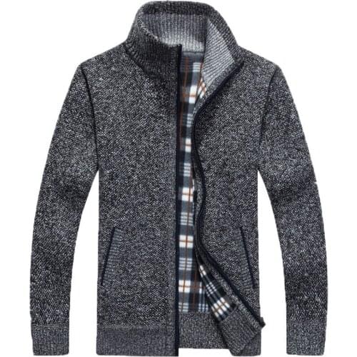 Mens Clothing Coat Winter Mens Cardigan Zipper Sweater Fleece Collar Men Loose Warm Knitted Sweaters Sweatercoat Outerwear