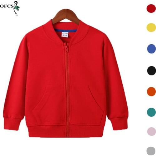 Fall Boys Girls Plus Size Zipper Hooded Jacket 2-12Year Childrens Solid Color Warm Coat Teenager Kids Fashion Cotton Outerwears