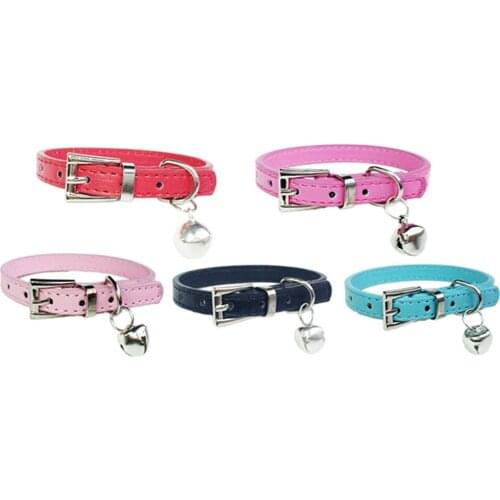 Cat collar Kitten necklace neck strap for Kitten pet Supplies PU Small Cat cat with Bell dropshipping