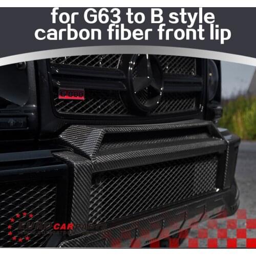 G63 front lip carbon fiber fit for G63 to B-style front lip + led + front addon G63 carbon fiber front lip