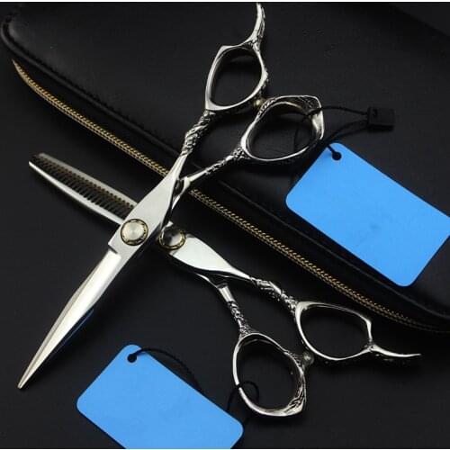 Professional Japan 440c 6 '' Bearing flower handle cut hair scissors haircut thinning barber cutting shears hairdresser scissors