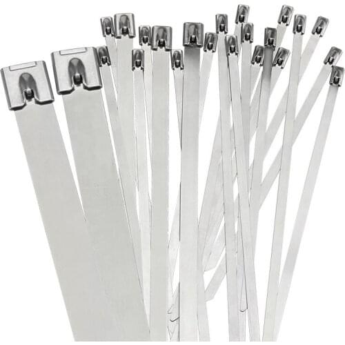 10PCS 4.6mm Stainless Steel Metal Cable Tie Zipper Bag Multifunctional Locking 100/150/200/250/300/350/400/450 Zip Wrap Exhaust