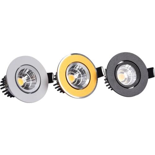 Dimmable LED COB Spotlight Ceiling Lamp AC85-265V 3W 5W 7W 9W 12W 15W Aluminum Recessed Downlights Round Panel Light