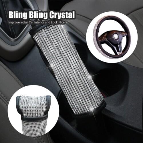 Universal 38CM Rhinestones Crystal Car Steering Wheel Cover PU Leather Steering-wheel covers Auto Accessories Case Car Styling