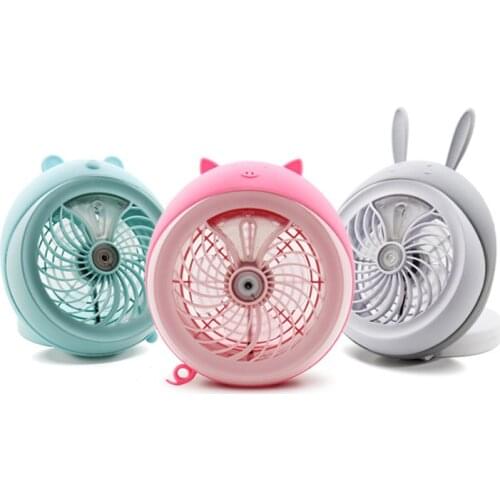 Humidifier Mini Fan Spray water USB Mini fan Water Mist Fan Round Cartoon Cat Office Home Round Cooling Fan
